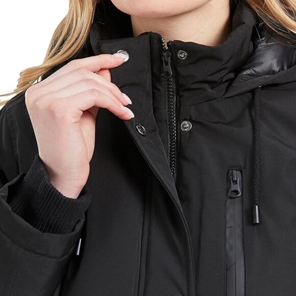 AIKKIA Women Black Slim-Fit Fall Coat-Trendy Hooded Puffer Coat  Sz: S(4) Black - Picture 3 of 12